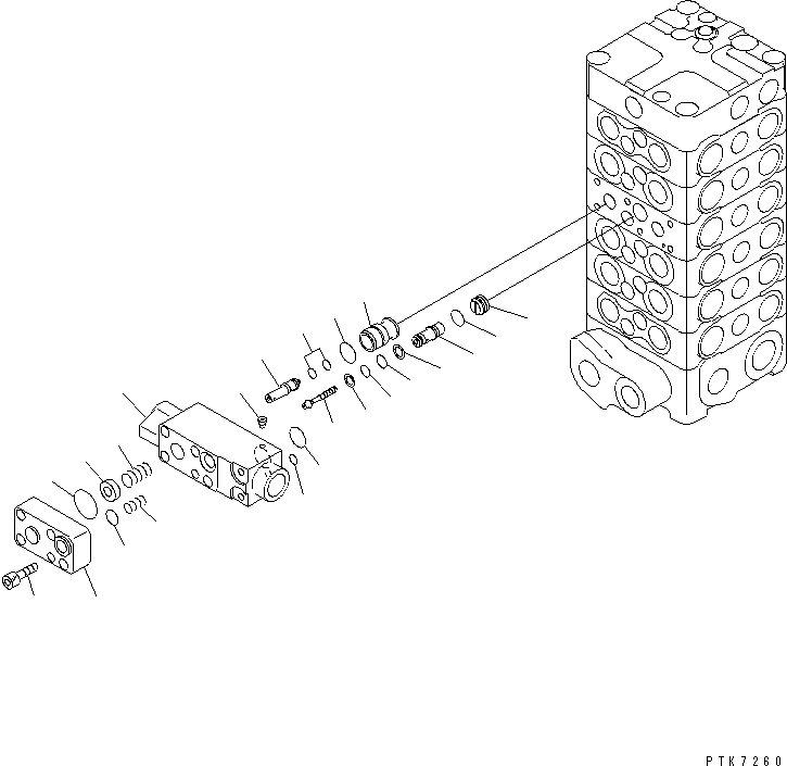 Komatsu parts book diagram for PC138US-2-A S/N 4501-UP: MAIN VALVE (6-VALVE) (10/11)