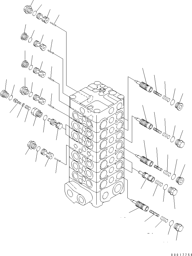 Komatsu parts book diagram for PC138US-2-A S/N 4501-UP: MAIN VALVE (7-VALVE) (3/12) (FOR BLADE)