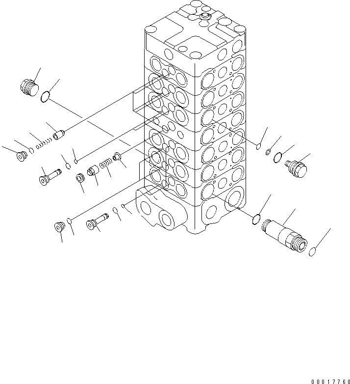 Komatsu parts book diagram for PC138US-2-A S/N 4501-UP: MAIN VALVE (7-VALVE) (4/12) (FOR BLADE)