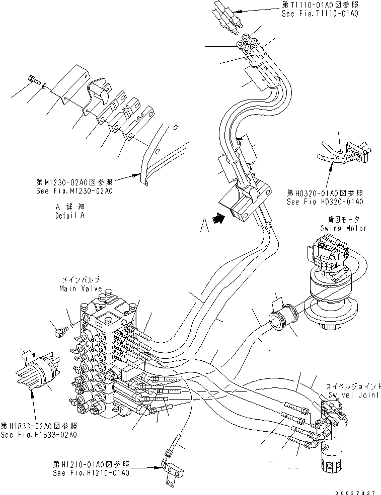 Excavators Komatsu / PC138US-2 S/N 4501-UP (Overseas Version)(pc138u1c) / ARM AND BUCKET LINE (3/3) (FOR BLADE) (FOR 1-SERVICE VALVE)(#5052-)(150350 : H1220-03B5A)