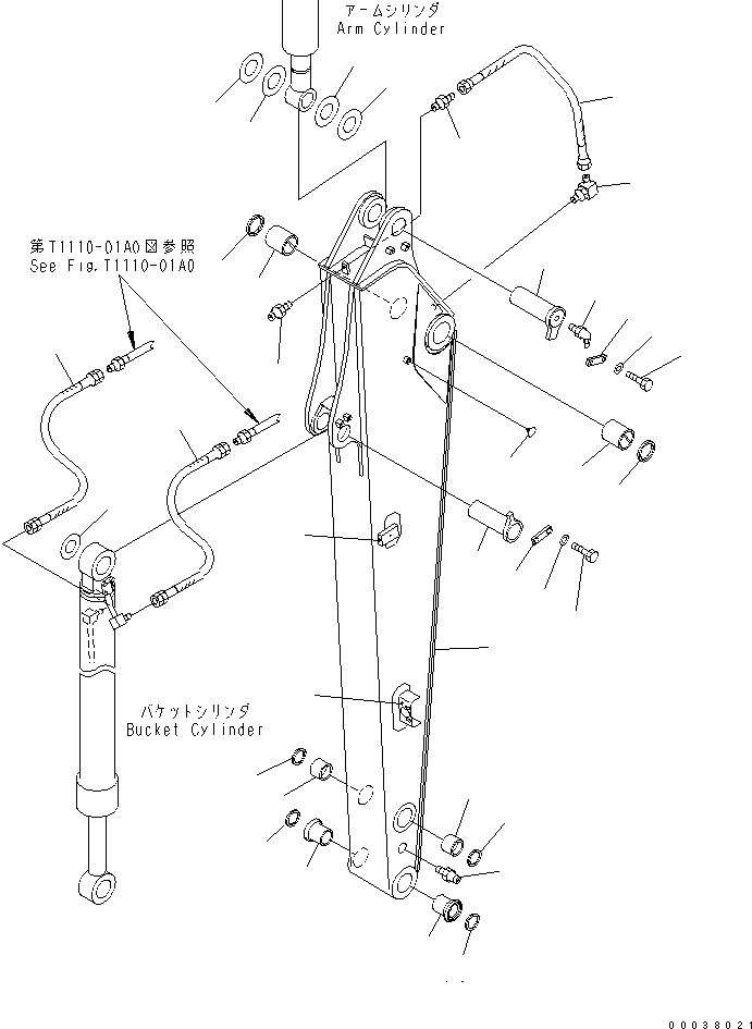 Excavators Komatsu / PC138US-2 S/N 4501-UP (Overseas Version)(pc138u1c) / ARM (ARM AND PIN) (FOR ATTACHMENT)(360130 : T1210-01A2)
