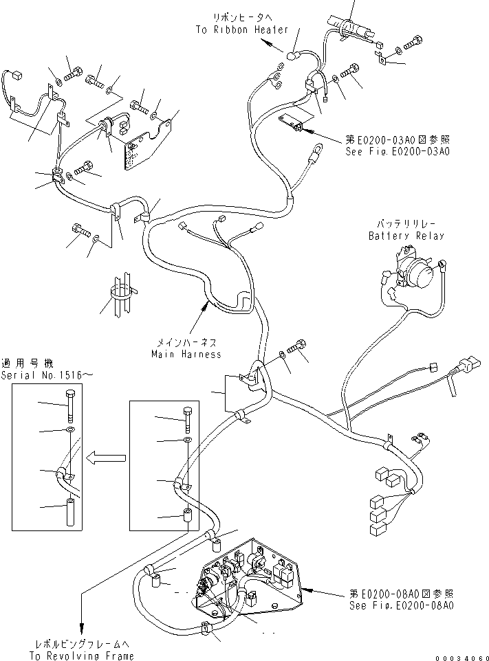 Excavators Komatsu / PC138USLC-2 S/N 1501-UP (SAA4D95LE-3 (TIER 2) Eng. Installed)(pc138u2c) / VEHICLE ELECTRICAL (MAIN HARNESS 3/3)(#1501-1804)(120090 : E0200-04A0)