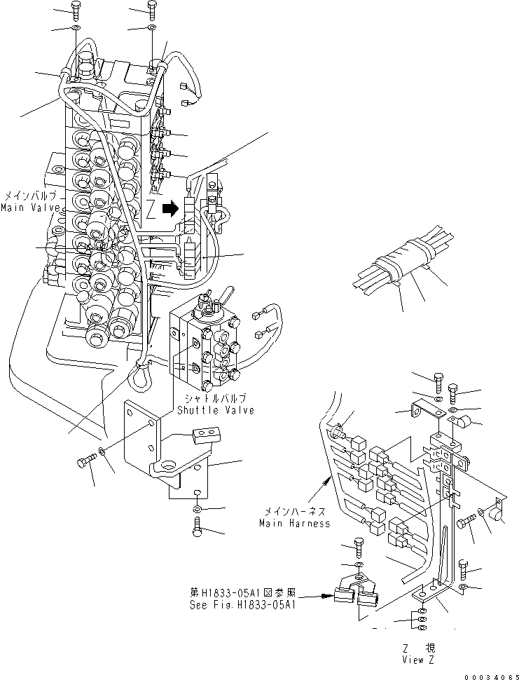 Excavators Komatsu / PC138USLC-2 S/N 1501-UP (SAA4D95LE-3 (TIER 2) Eng. Installed)(pc138u2c) / SHUTTLE VALVE (2 WAY PATTERN) (BRACKET AND WIRING)(150340 : H1833-03A1)