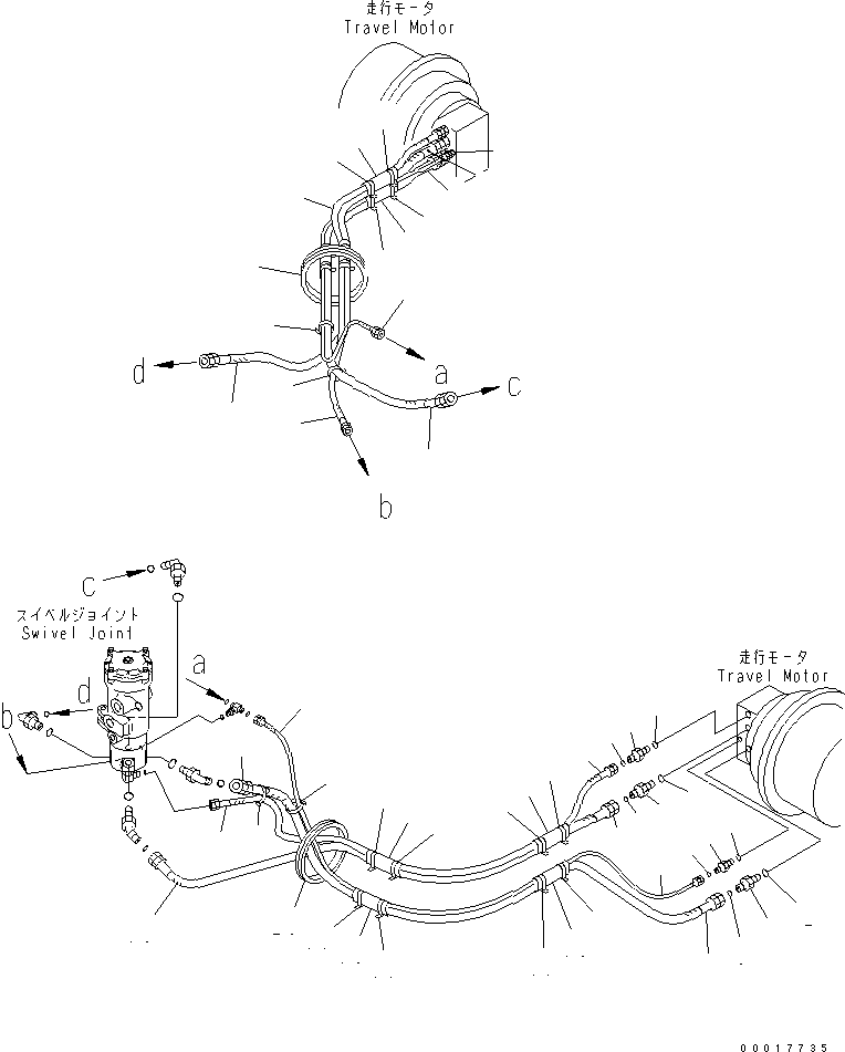 Excavators Komatsu / PC138USLC-2 S/N 1501-UP (SAA4D95LE-3 (TIER 2) Eng. Installed)(pc138u2c) / TRAVEL PIPING LOWER(300010 : P1120-01A0)