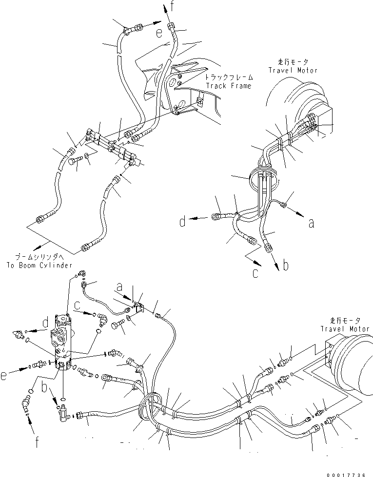 Excavators Komatsu / PC138USLC-2 S/N 1501-UP (SAA4D95LE-3 (TIER 2) Eng. Installed)(pc138u2c) / TRAVEL PIPING LOWER (FOR BLADE)(300020 : P1120-01A1)