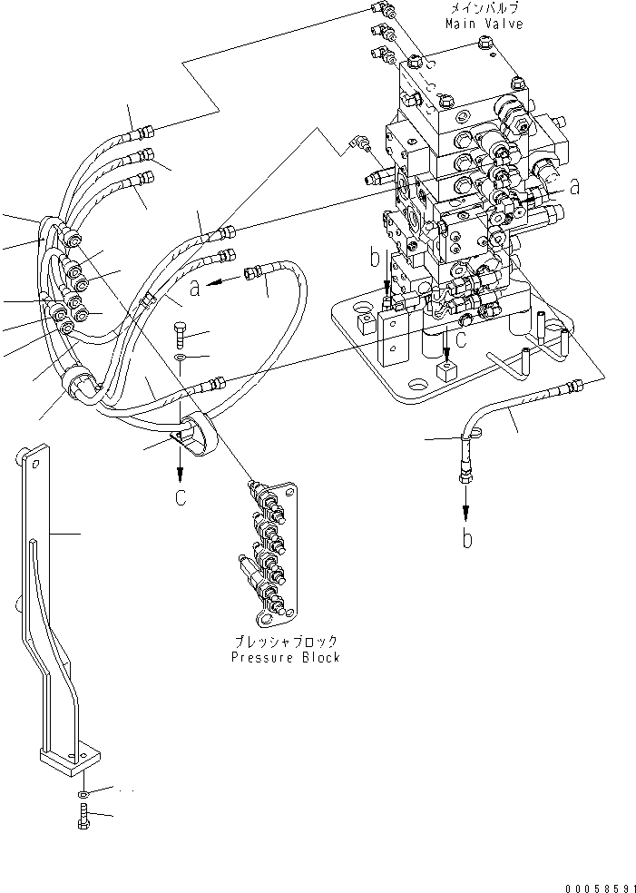 Excavators Komatsu / PC138USLC-8 S/N 20001-24509 (For North America)(pc138u4c) / CONNECTING VALVE (MAIN VALVE PIPING AND COVER BRACKET)(#20001-20034)(150320 : H1833-02A0)
