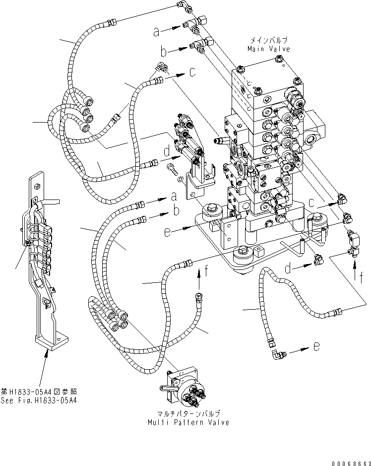 Excavators Komatsu / PC138USLC-8 S/N 20001-24509 (For North America)(pc138u4c) / MULTI PATTERN VALVE (MAIN VALVE HOSE)(#20001-)(150360 : H1833-04A4)