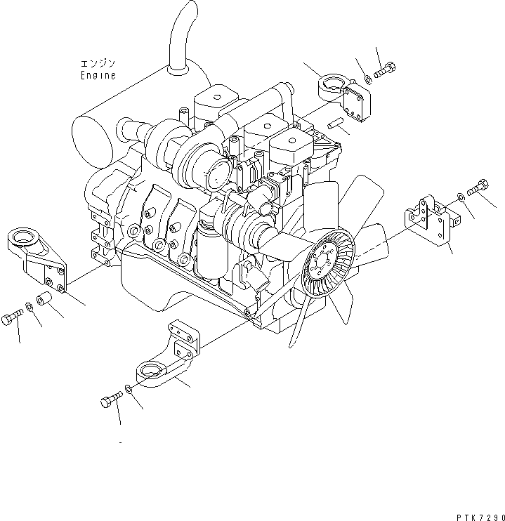 Excavators Komatsu / PC138US-2 S/N 1001-UP(pc138usr) / ENGINE MOUNT (MOUNT BRACKET)(030020 : B0100-02A0)