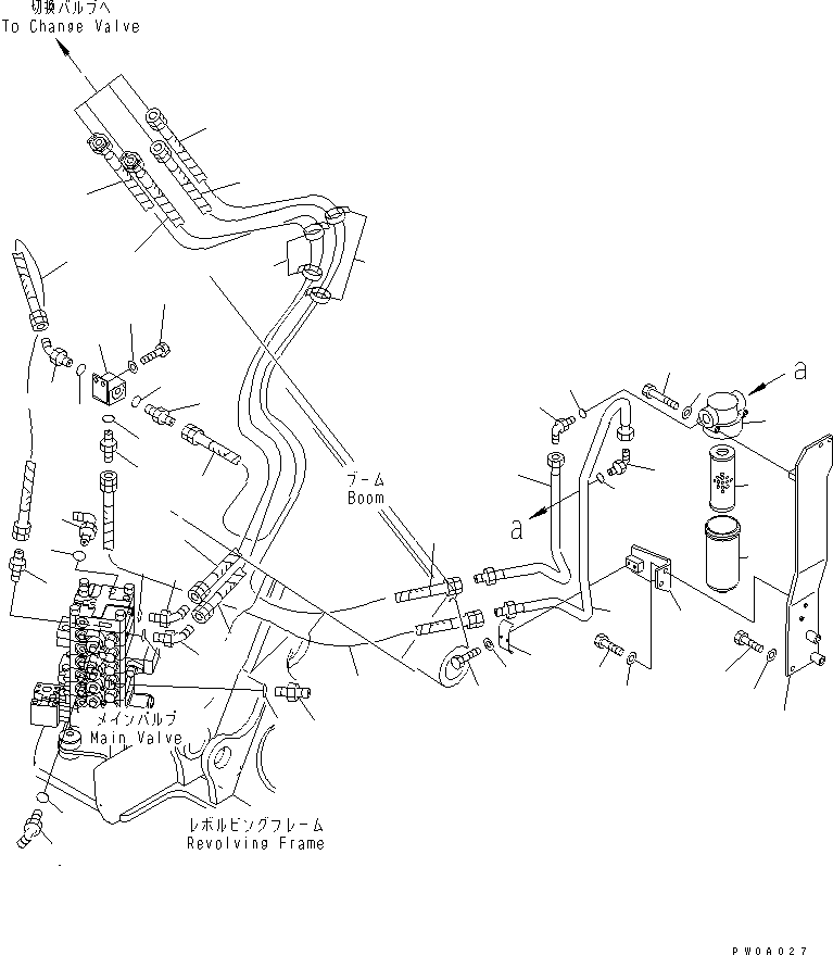 Excavators Komatsu / PC138US-2 S/N 1001-UP(pc138usr) / ATTACHMENT LINE (WITH SELECTOR VALVE) (YELLOW)(#1001-2600)(150470 : H1270-01A1)