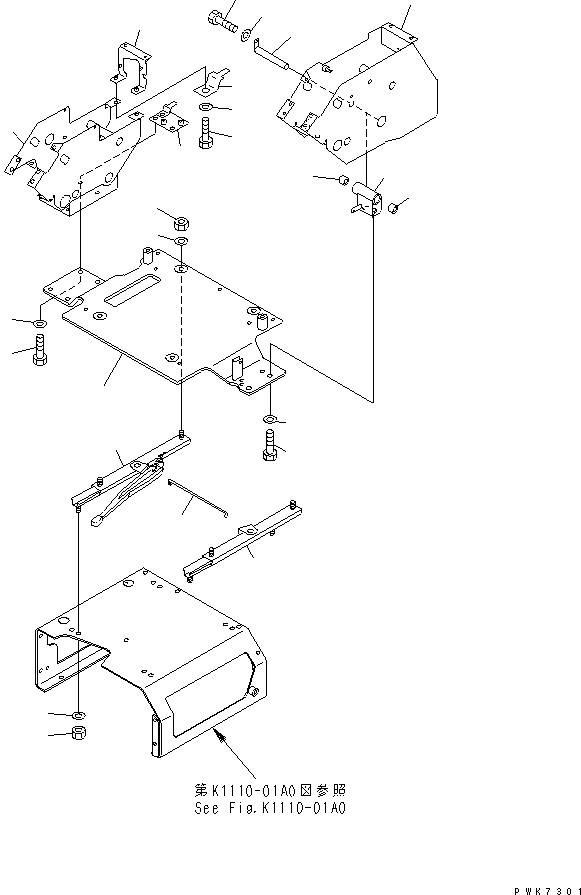 Excavators Komatsu / PC138US-2 S/N 1001-UP(pc138usr) / FLOOR FRAME (BASE) (1/2)(#1001-2600)(210920 : K1110-02A0)