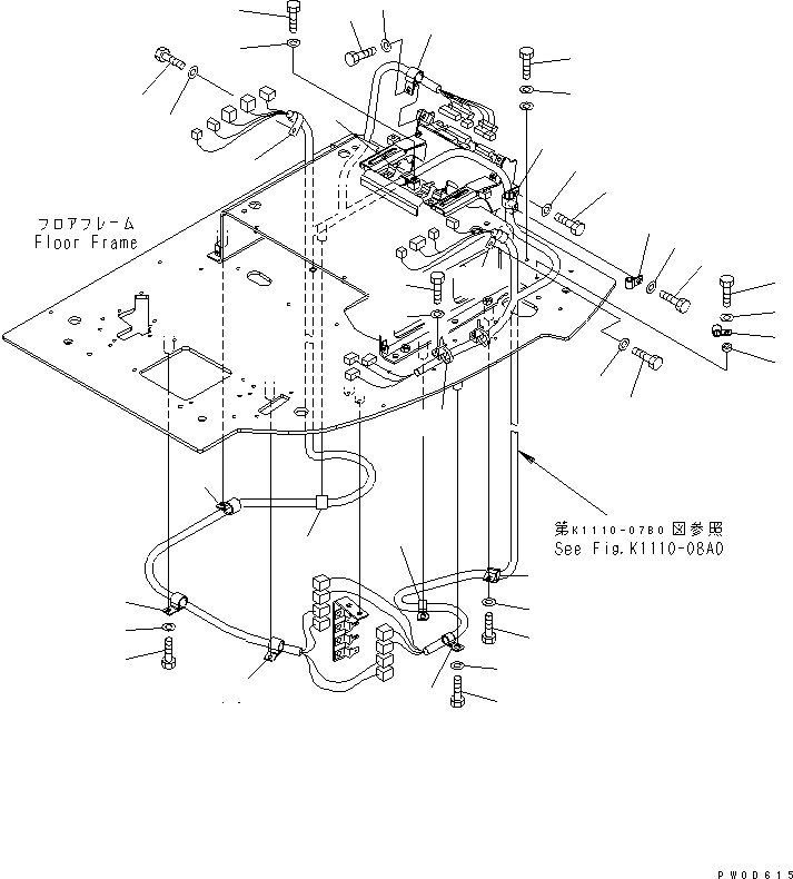 Excavators Komatsu / PC138US-2 S/N 1001-UP(pc138usr) / FLOOR FRAME (HARNESS CLAMP)(#2601-)(211100 : K1110-08A0A)