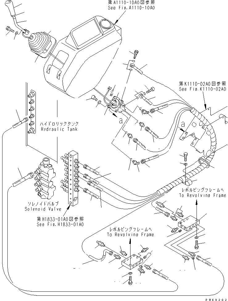 Excavators Komatsu / PC138US-2 S/N 1001-UP(pc138usr) / FLOOR FRAME (LEVER R.H. AND PPC VALVE AND PIPING R.H.)           (FOR BLADE AND 1 ATTACHMENT)(#1001-2600)(211140 : K1110-09A3)