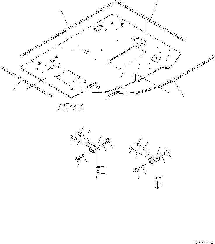 Excavators Komatsu / PC138US-2 S/N 1001-UP(pc138usr) / FLOOR FRAME (P ?T BLOCK AND SEAL)(#2601-)(211370 : K1110-21A0A)