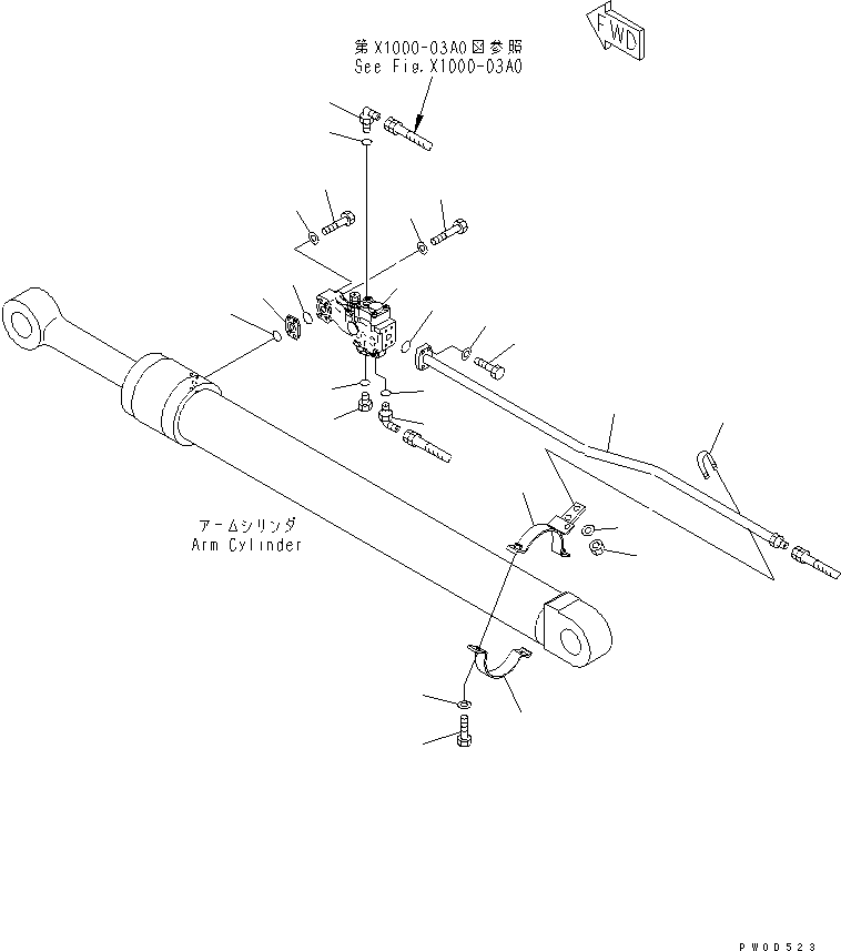 Excavators Komatsu / PC138US-2 S/N 1001-UP(pc138usr) / ARM CRANE (ARM CYLINDER) (PILOT VALVE) (BLUE)(#2601-)(450030 : X1000-02A0)