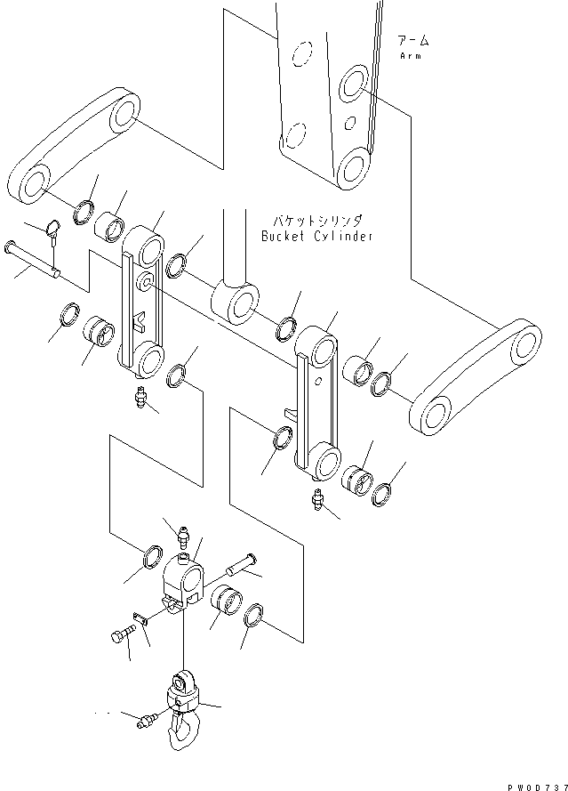 Excavators Komatsu / PC138US-2 S/N 1001-UP(pc138usr) / ARM CRANE (BUCKET LINK) (YELLOW)(#2601-)(450380 : X1000-11A1)