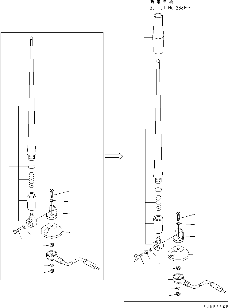 Excavators Komatsu / PC138US-2 S/N 1001-UP(pc138usr) / RUBBER ANTENNA(480040 : Y1062-01A0)