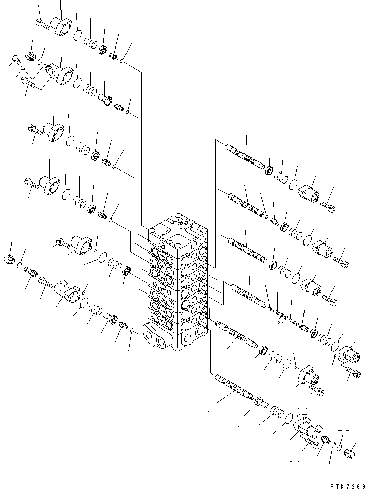 Excavators Komatsu / PC138US-2 S/N 1001-UP(pc138usr) / MAIN VALVE (7-VALVE) (2/12) (FOR BLADE)(480450 : Y1662-02A0)