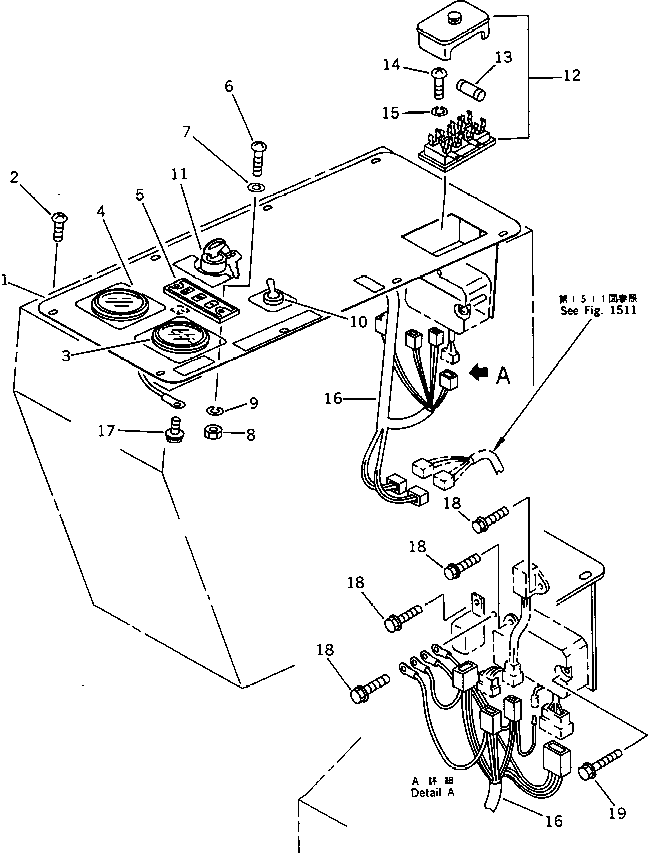Komatsu parts book diagram for PC15-2 S/N 2001-UP (6-Way Control): ELECTRICAL SYSTEM (INSTRUMENT PANEL) (FOR JAPAN) (FOR ASIA)