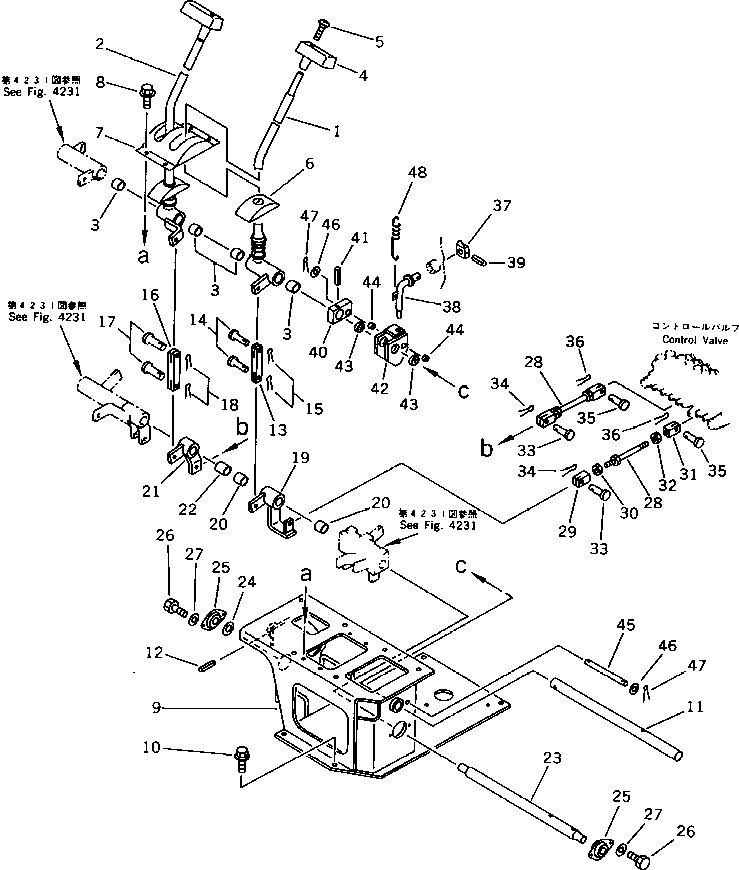 Komatsu parts book diagram for PC15-2 S/N 2001-UP (6-Way Control): TRAVEL CONTROL LEVER (FOR JAPAN)(#2001-2446)