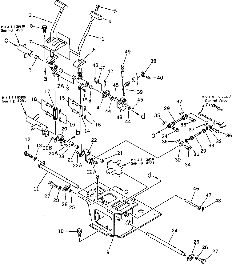 Komatsu parts book diagram for PC15-2 S/N 2001-UP (6-Way Control): TRAVEL CONTROL LEVER (FOR JAPAN) (FOR ASIA)(#2447-)