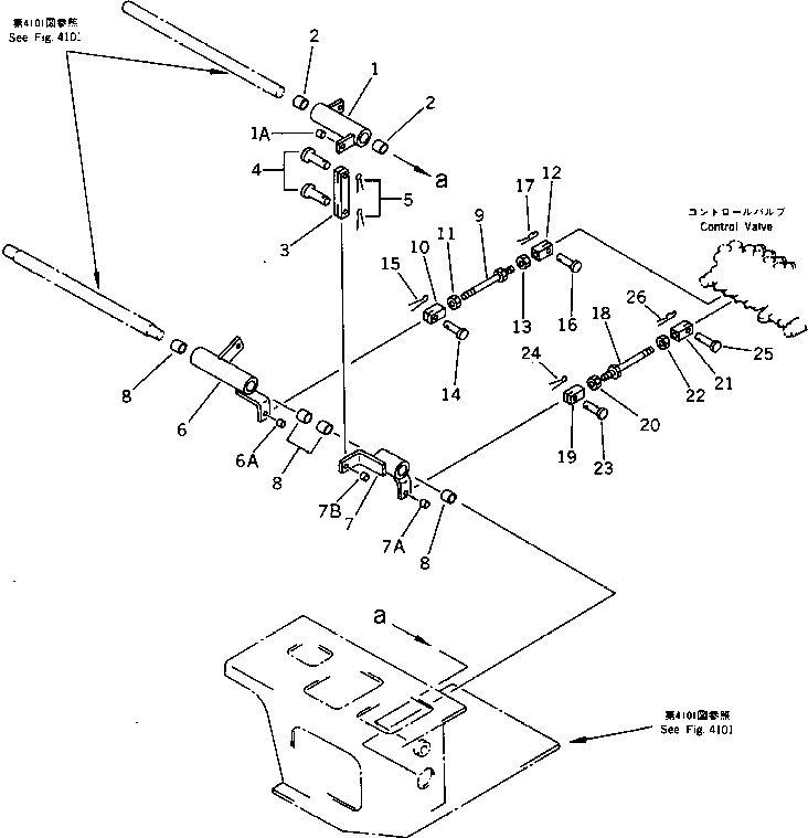 Komatsu parts book diagram for PC15-2 S/N 2001-UP (6-Way Control): BOOM AND BUCKET CONTROL LINKAGE (FOR JAPAN) (FOR ASIA)