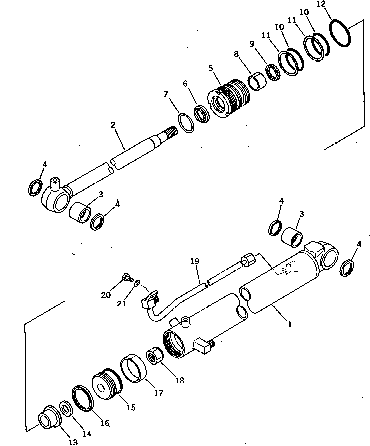 Komatsu parts book diagram for PC15-2 S/N 2001-UP (6-Way Control): BOOM CYLINDER (FOR CAB) (FOR JAPAN) (FOR ASIA)