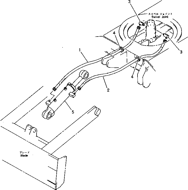 Komatsu parts book diagram for PC15-2 S/N 2001-UP (6-Way Control): HYDRAULIC PIPING (BLADE CYLINDER LINE) (LOWER) (FOR JAPAN)       (FOR ASIA)(#2809-)