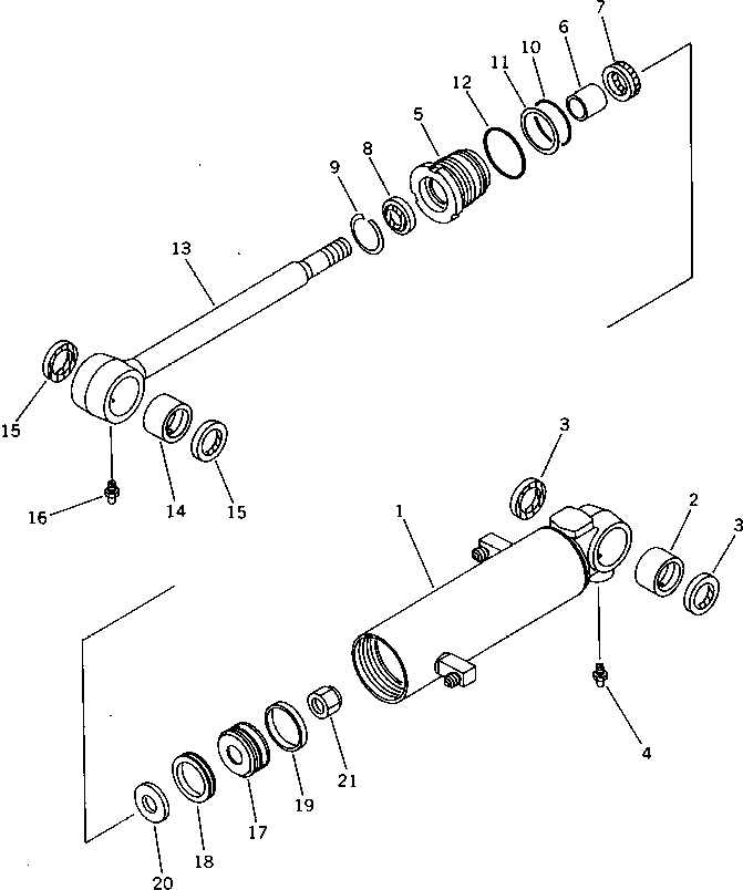 Komatsu parts book diagram for PC15-2 S/N 2001-UP (6-Way Control): BLADE CYLINDER (FOR JAPAN) (FOR ASIA)(#2809-)
