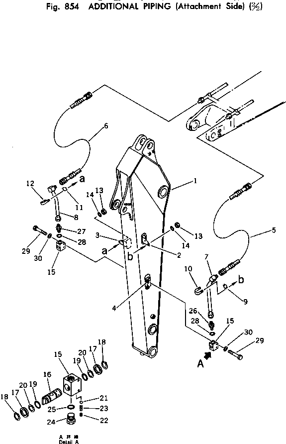 Excavators Komatsu / PC150-1 S/N 1001-UP(pc150-1r) / ADDITIONAL PIPING (ATTACHMENT SIDE) (2/2)(240220 : 854)