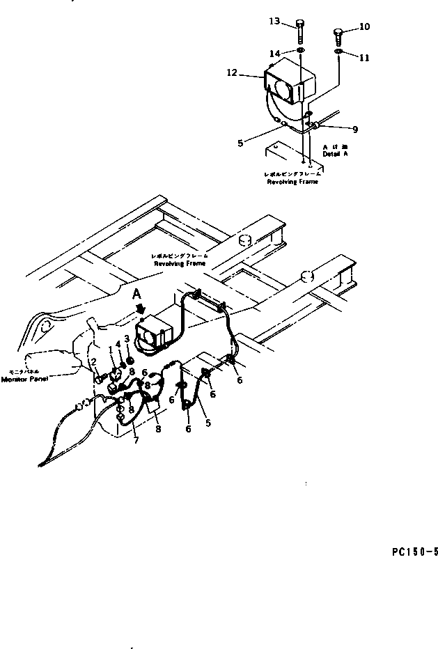 Komatsu parts book diagram for PC150-5 S/N 6001-UP: TRAVEL ALARM (FOR WRIST CONTROL) (STANDARD FOR U.S.A. ONLY)(#6438-)