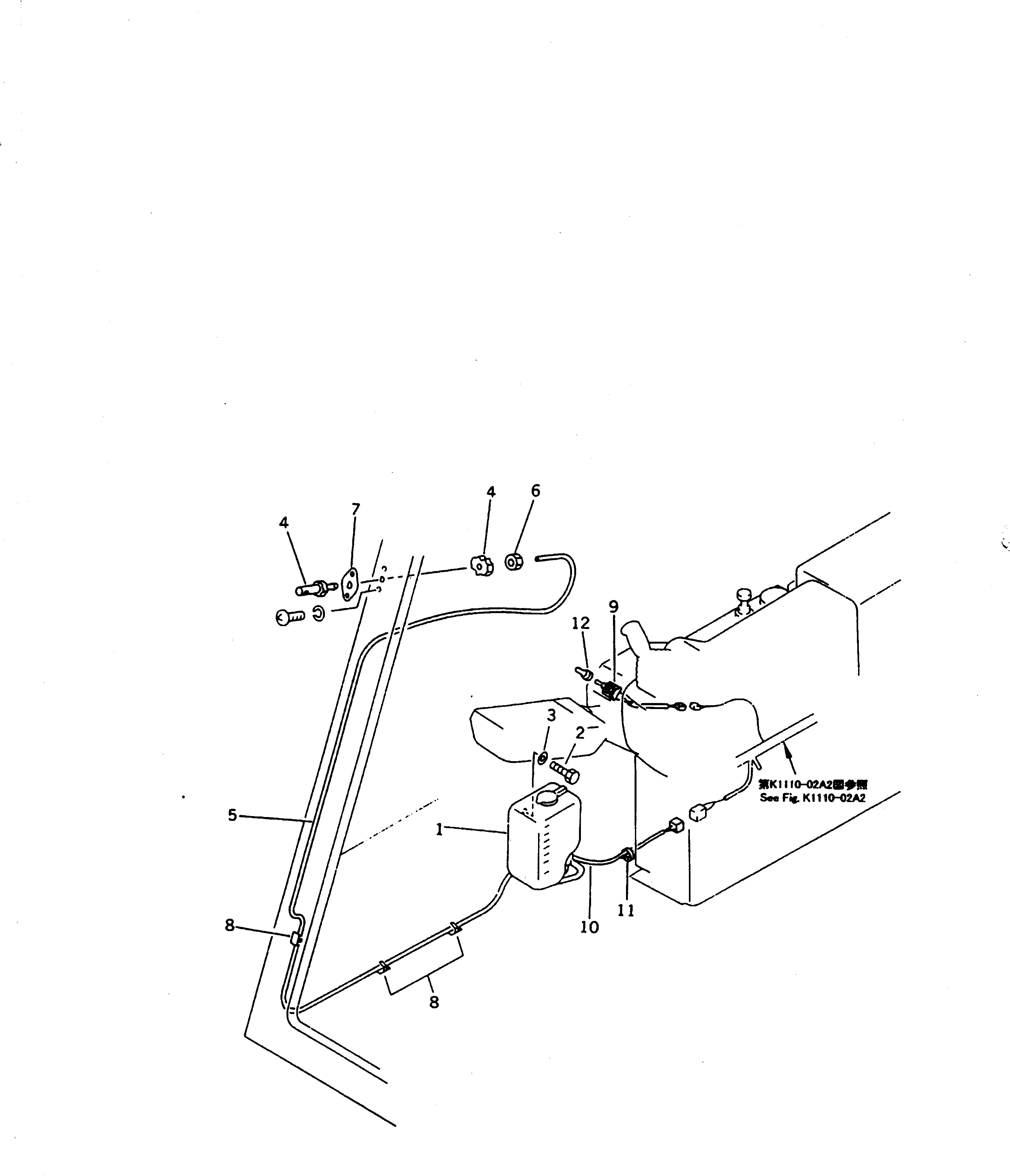 Komatsu parts book diagram for PC150-5 S/N 6001-UP: WINDOW WASHER (FOR WRIST CONTROL LEVER)