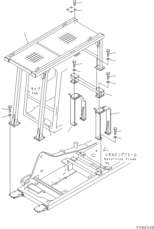 Komatsu parts book diagram for PC150-5 S/N 6001-UP: F.O.P.S.(#7690-)