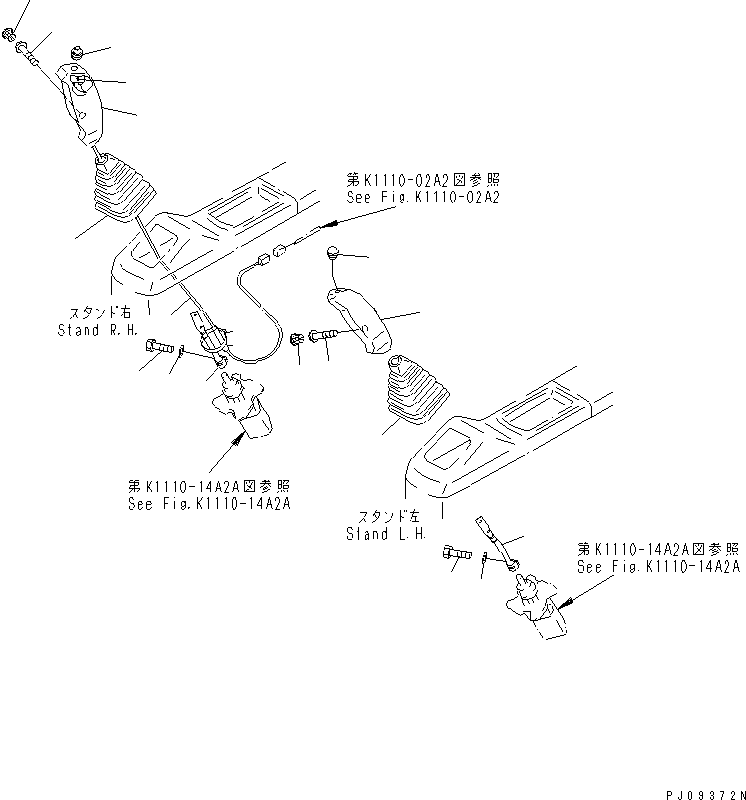 Komatsu parts book diagram for PC150-5 S/N 6001-UP: WORK EQUIPMENT CONTROL LEVER (FOR WRIST CONTROL LEVER)
