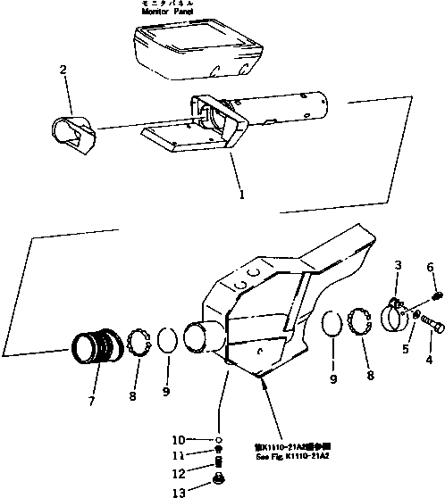 Komatsu parts book diagram for PC150-5 S/N 6001-UP: MONITOR PANEL BRACKET (FOR WRIST CONTROL LEVER)