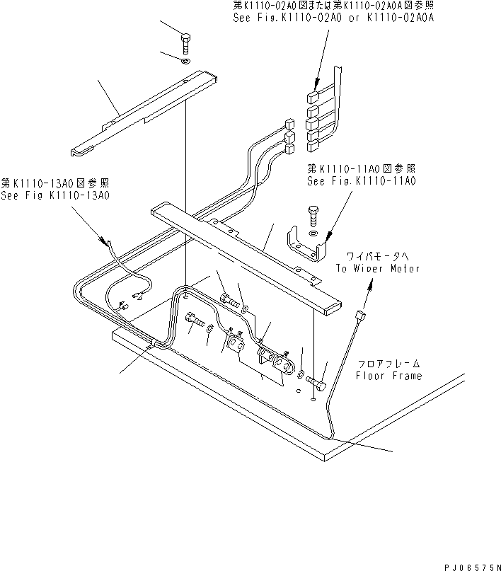 Komatsu parts book diagram for PC150-5 S/N 6001-UP: ELECTRICAL SYSTEM (TRAVEL LIMIT SWITCH AND WIPER MOTOR LINE)     (FOR WRIST CONTROL LEVER)