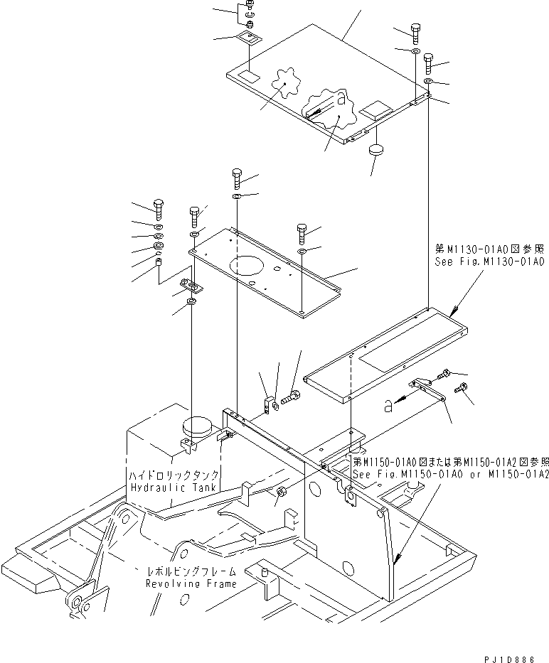 Komatsu parts book diagram for PC150-5 S/N 6001-UP: RIGHT SIDE COVER (WITH AIR CONDITIONER)(#8017-)