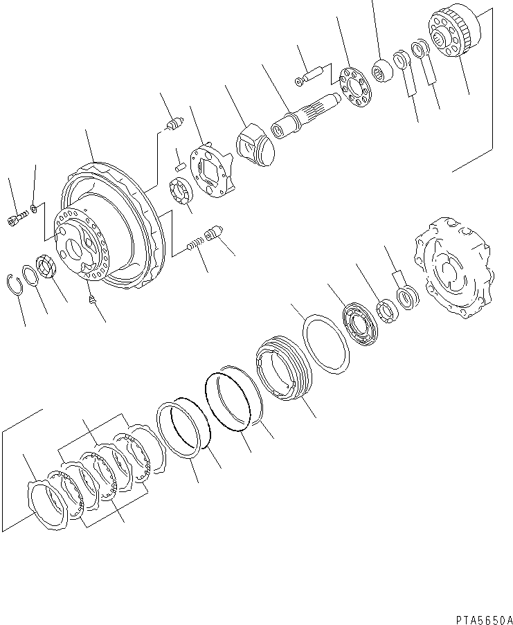 Komatsu parts book diagram for PC150-5 S/N 6001-UP: TRAVEL MOTOR (1/3)