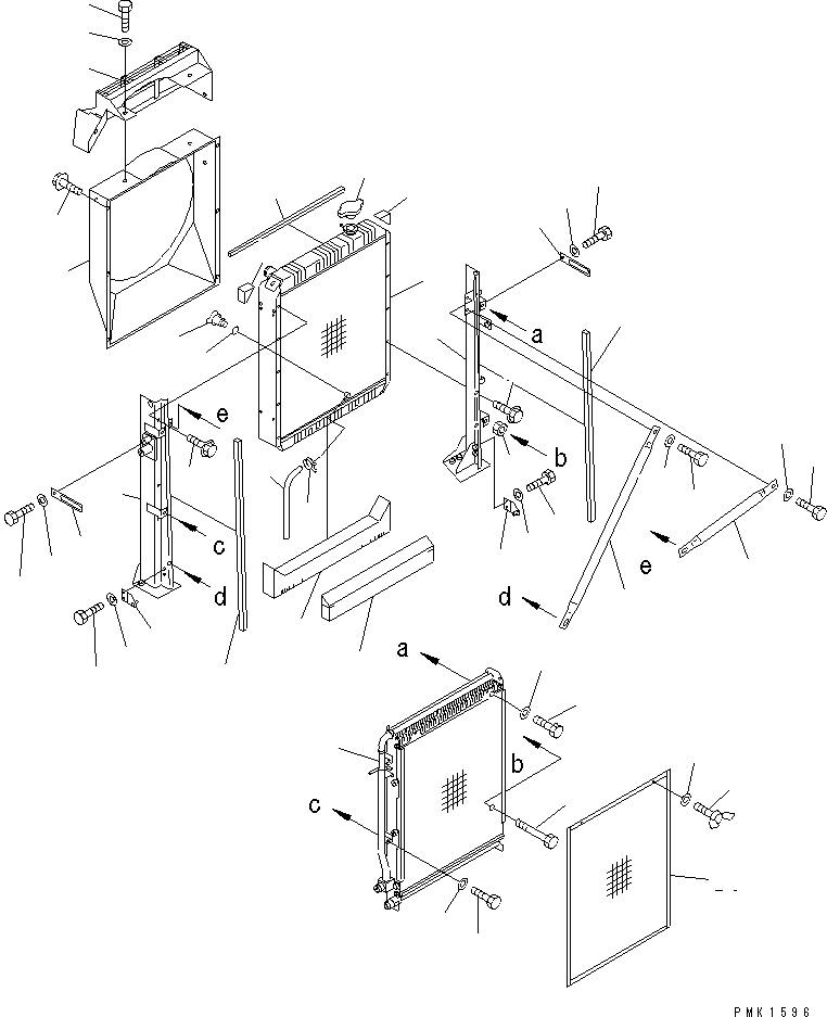 Komatsu parts book diagram for PC150LGP-6K S/N K35001-UP: COOLING (RADIATOR AND OIL COOLER)