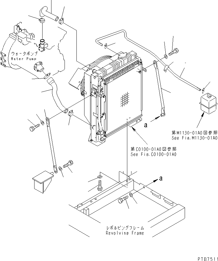 Komatsu parts book diagram for PC150LGP-6K S/N K35001-UP: COOLING (PIPING AND MOUNTING)