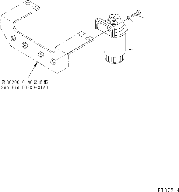 Komatsu parts book diagram for PC150LGP-6K S/N K35001-UP: FUEL LINE (ADDITIONAL FUEL FILTER)