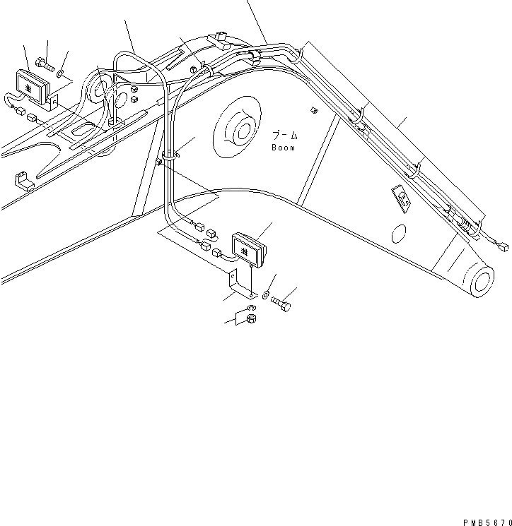 Komatsu parts book diagram for PC150LGP-6K S/N K35001-UP: WORK LAMP (FOR BOOM) (2-LAMP)