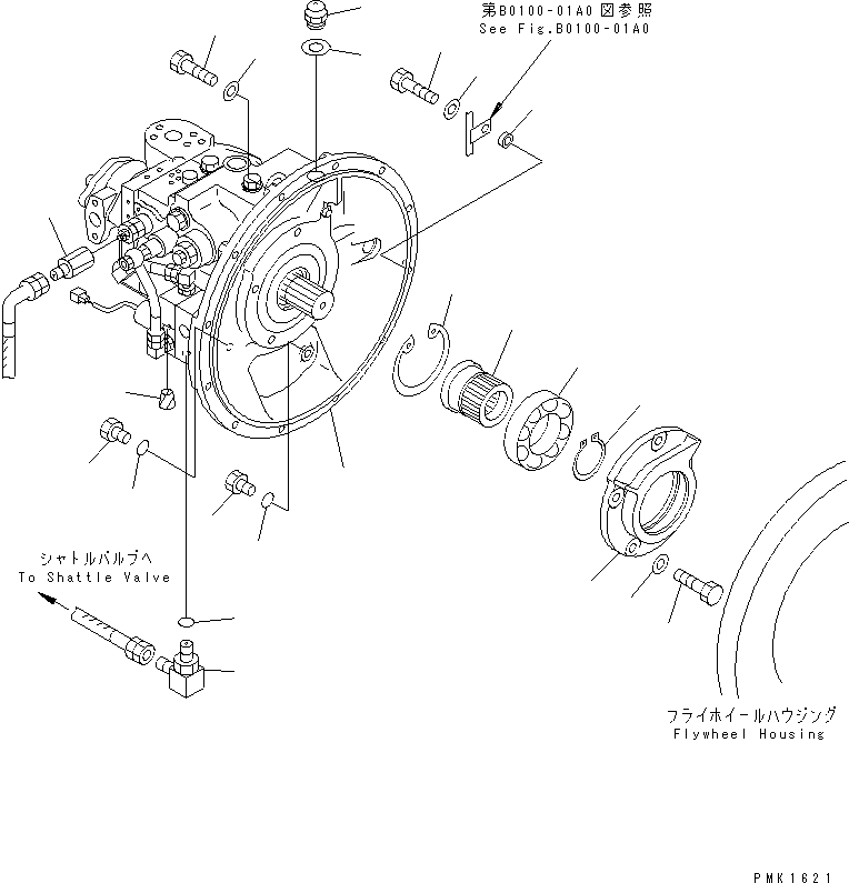 Komatsu parts book diagram for PC150LGP-6K S/N K35001-UP: MAIN PUMP (PUMP ? FILLER AND COUPLING)