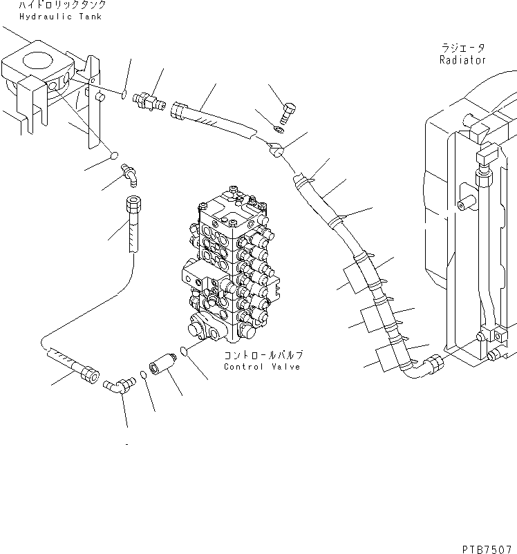 Komatsu parts book diagram for PC150LGP-6K S/N K35001-UP: OIL COOLER LINE