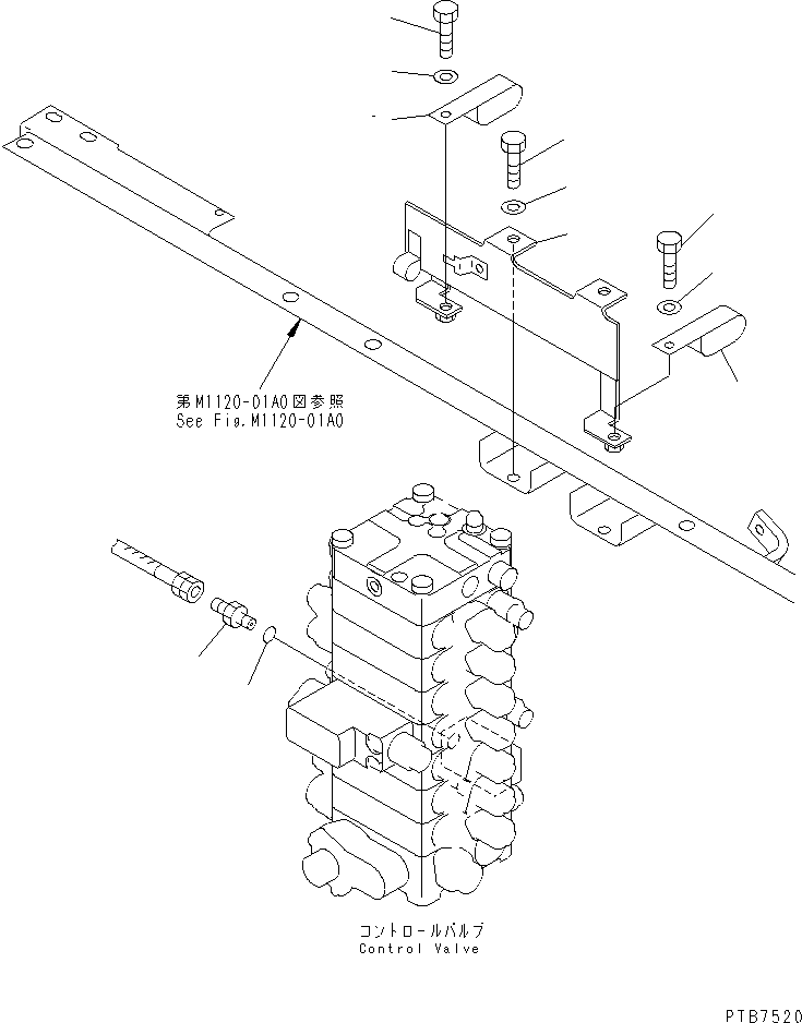 Komatsu parts book diagram for PC150LGP-6K S/N K35001-UP: VALVE PIPING (DRAIN ? PILOT BRACKET AND PILOT CLAMP)