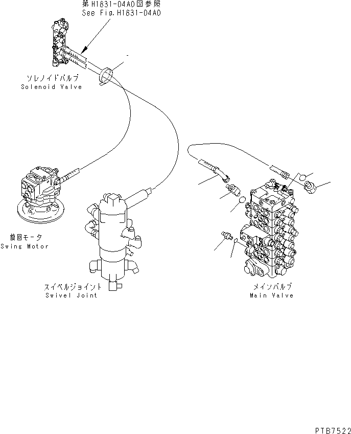 Komatsu parts book diagram for PC150LGP-6K S/N K35001-UP: SOLENOID VALVE LINE (SOLENOID VALVE TO MAIN VALVE)