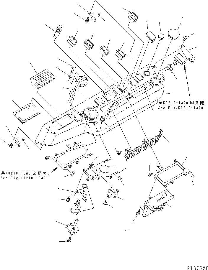 Komatsu parts book diagram for PC150LGP-6K S/N K35001-UP: OPERATOR'S CAB (WITH CAR HEATER) (PANEL COVER)