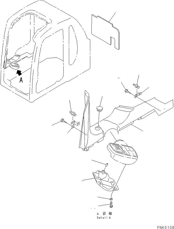 Komatsu parts book diagram for PC150LGP-6K S/N K35001-UP: OPERATOR'S CAB (PANEL COVER AND MONITOR SYSTEM)