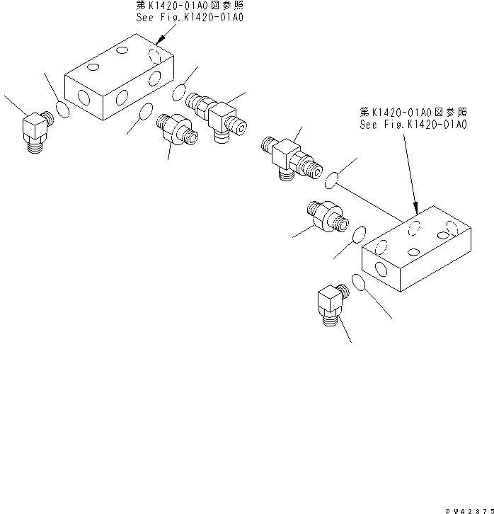 Komatsu parts book diagram for PC150LGP-6K S/N K35001-UP: FLOOR FRAME (P.P.C. TRAVEL BLOCK PILOT)
