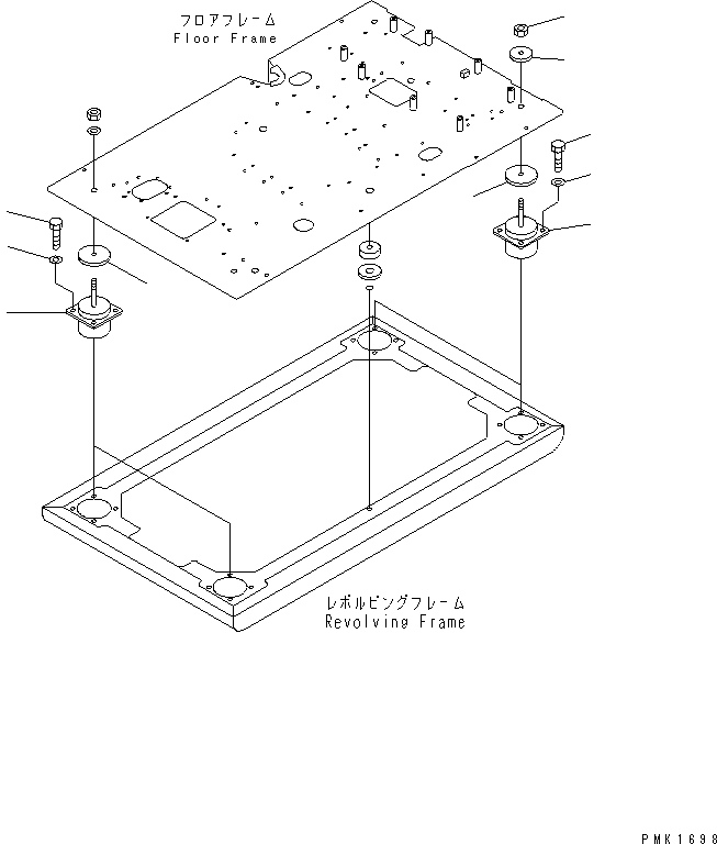 Komatsu parts book diagram for PC150LGP-6K S/N K35001-UP: FLOOR MOUNT
