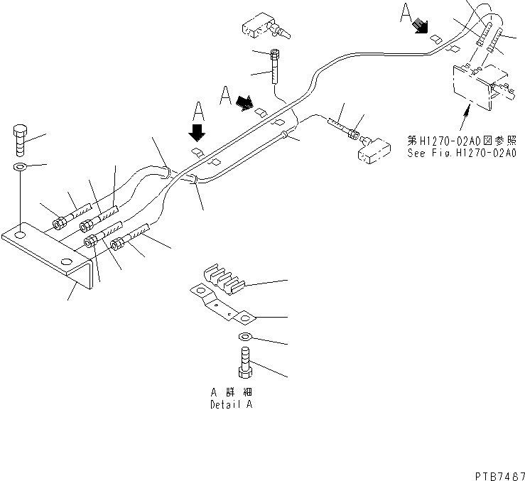 Komatsu parts book diagram for PC150LGP-6K S/N K35001-UP: FLOOR (1-ACTUATER ATTACHMENT P.P.C. LINE)